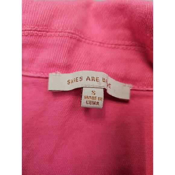 Skies Are Blue Romper Womens Small One Up Pink Jean Jumpsuit - Picture 4 of 7